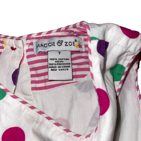 Maggie & Zoe Girls Sleeveless Polka Dot Sundress Fit & Flare Crinoline Size 7 - Picture 4 of 8